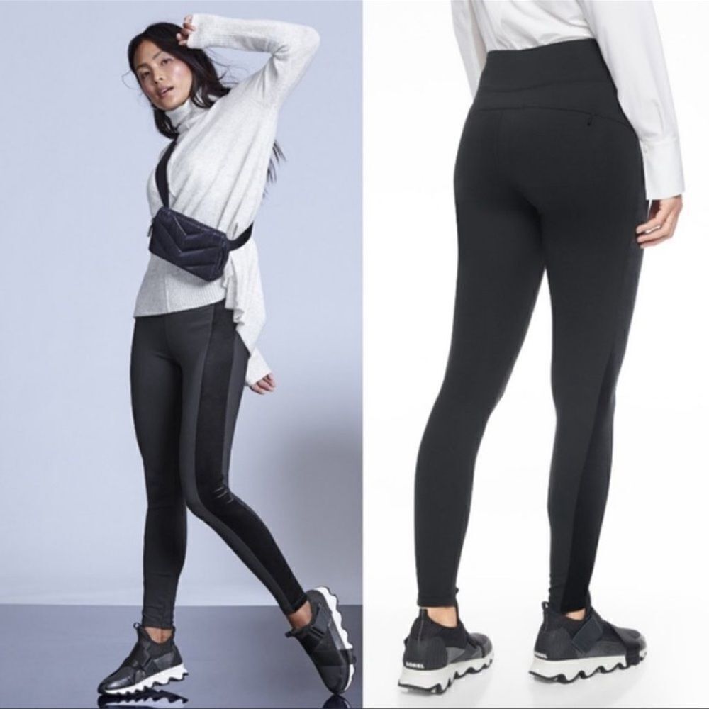 Athleta Velvet Stripe Black Metro Tux Pant Leggings S